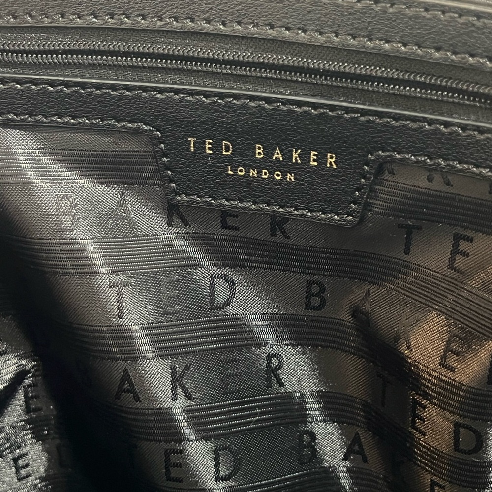 Ted Baker Black Satchel Bag Bowling Bag with Gold Accents - Picture 6 of 6